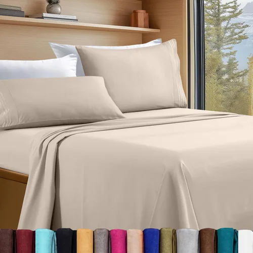 Vista 79 de Elegant Comfort - Juego de sábanas de lujo de 4 piezas - Ropa de cama de lujo de 1500 hilos, calidad de hotel prémium, microfibra, resistente a