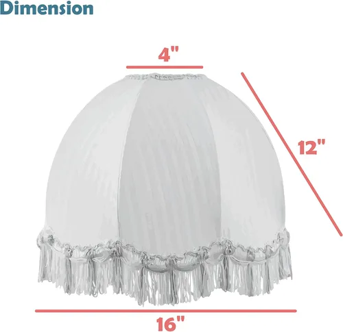 Vista 5 de Aspen Creative 34524 pantalla de lámpara de araña de cúpula con volutas cosidas a mano en color beige con tela texturizada jacquard con flecos, 4