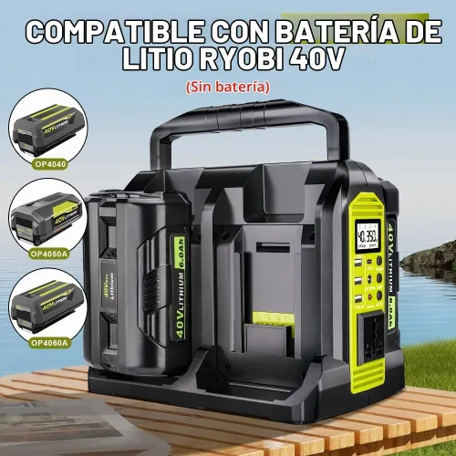 Vista 4 de Inversor de corriente de 350 W compatible con batería Ryobi de 40 V, 4 puertos CC 40 V a CA de 110 ~ 120 V, inversor de batería de onda sinusoidal