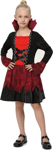 Vista 4 de KOJOOIN Vampire Costumes Set for Girls Halloween Dress Up Party Carnival Cosplay Vampire-Themed Party Role-Playing