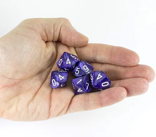Vista 3 de Dados morados D10 - Efecto perla
