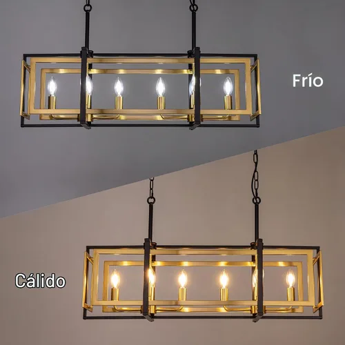 Vista 3 de TOCHIC Lámpara de araña negra y dorada de 8 luces para isla de cocina