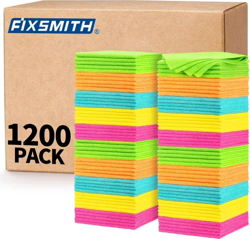 Vista 13 de FIXSMITH Paño de Limpieza de Microfibra - Paquete de 48, Toallas de Limpieza Multifuncionales, Tamaño: 12 x 16 pulgadas, Trapos de Limpieza