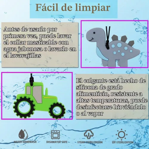 Vista 5 de Collares masticables para niños sensoriales, 6 piezas de collar masticable para niños y niñas para masticar morder y dentición, collares masticables