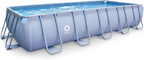 Vista 7 de JLeisure Avenli 17776 - Piscina rectangular sobre el suelo con marco de acero, de 18 x 10 x 4 pies, con kit de reparación, color gris