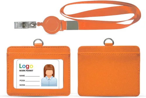 Vista 16 de HYCOPROT Soporte para tarjetas de identificación con cordón, retráctil, de piel sintética, vertical, horizontal, para tarjetas de identificación