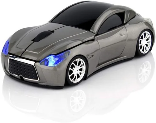 Vista 5 de Ai5G Ratón de coche de carreras inalámbrico Ratón en forma de coche deportivo 2.4GHz Luz LED Decoración de superficie brillante Escritorio Portátil