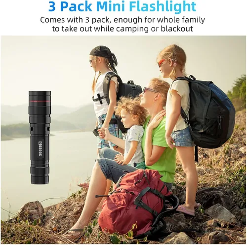 Vista 8 de COSOOS 3 linternas LED tácticas mini con clip, linterna AA brillante zoomable de 3.7 pulgadas de alto lúmen, linterna de bolsillo tamaño pluma, 1