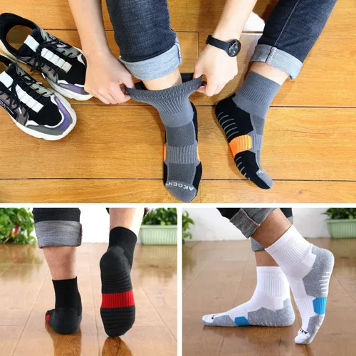 Vista 6 de AKOENY Calcetines tobilleros atléticos para correr para hombre (6 pares)