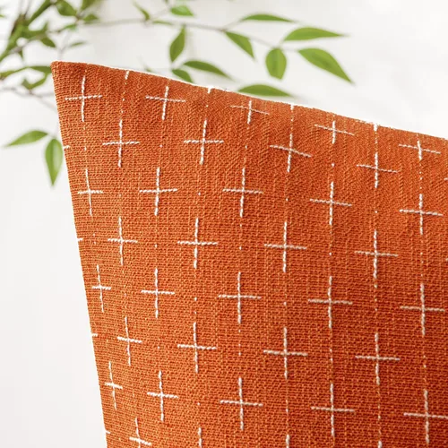 Vista 36 de MIULEE - Juego de 2 fundas de almohada decorativas de lino de arpillera navideñas, modernas, estilo campestre, rústicas, tejidas, con textura