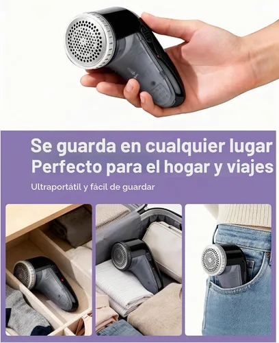 Vista 7 de Ruidla - Afeitadora de pelusas eléctrica, removedor de pelusa recargable para suéteres con cuchillas de acero inoxidable de 3 hojas, doble Negro