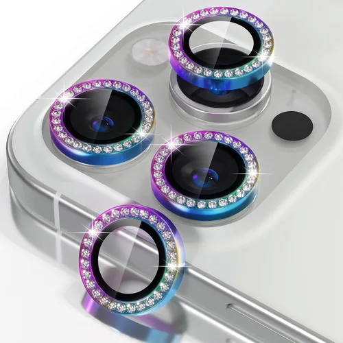 Vista 11 de Misea Compatible con iPhone 16 Pro/iPhone 16 Pro Max, protector de lente de cámara de vidrio templado Ultra-HD, protector de pantalla de anillo Negro
