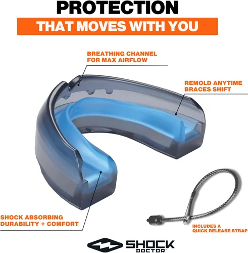 Vista 3 de Shock Doctor Ultra - Protector bucal para aparatos dentales, protege tus aparatos dentales, fútbol, lacrosse, baloncesto, béisbol
