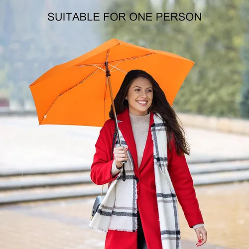 Vista 42 de LEAGERA Paraguas de viaje compacto para bolso, mango plano, impermeable para lluvia ligera
