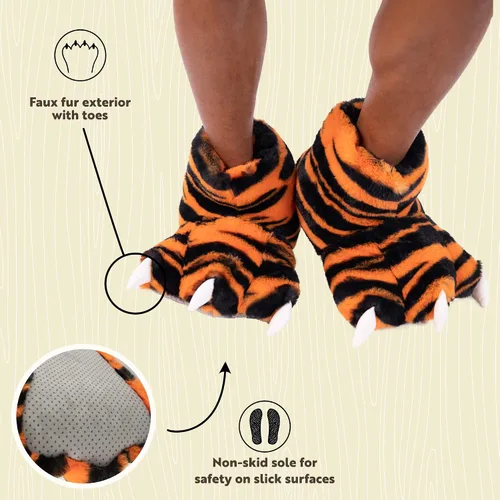 Vista 5 de Lazy One - Pantuflas con diseño de garra de animal para niños y adultos, disfraz divertido para niños, cálidas pantuflas peludas
