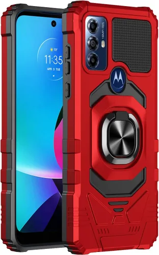 Vista 8 de Funda para Motorola G Play 2023, con protector de pantalla de vidrio templado, tecnología de protección resistente, soporte integrado, resistente a