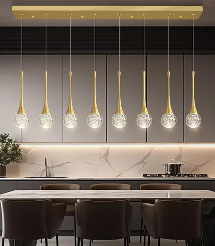 Vista 18 de Lámparas colgantes modernas para isla de cocina, LED, regulable, cristal glamuroso, iluminación colgante de techo para comedor, pasillo, dormitorio