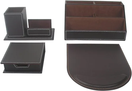 Vista 18 de KINGFOM Juego de organizador de escritorio de oficina T102-3PCS/suministros de oficina Ecológico de cuero sintético incluye soporte para caja