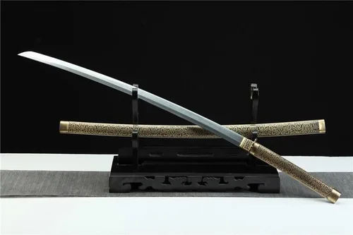 Vista 4 de Zhmyyxgs - Espada japonesa samurái, katana afilada de arcilla templada, hoja de acero de Damasco plegada