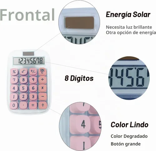 Vista 2 de Calculadora linda, calculadora mecánica (rosa)