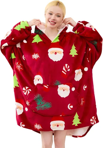 Vista 25 de Moinlizy - Sudadera con capucha tipo manta extragrande, portátil con capucha y bolsillo, de grueso sherpa, para mujeres y hombres adultos