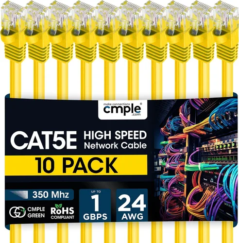 Vista 125 de Cmple - Cable Ethernet Cat5e de 1.5 pies, Cable Patch Ethernet UTP Cat 5e de 350 MHz, Cable LAN de red de 1 Gbps, conectores RJ45, compatible