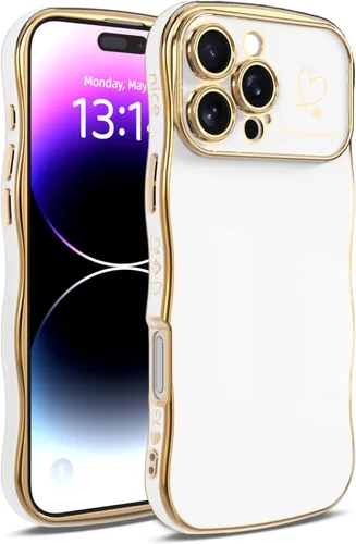 Vista 10 de IAIYOXI Funda para iPhone 11 para mujeres y niñas, bonito diseño ondulado con forma rizada, patrón de corazón, protección de cámara elevada, chapado