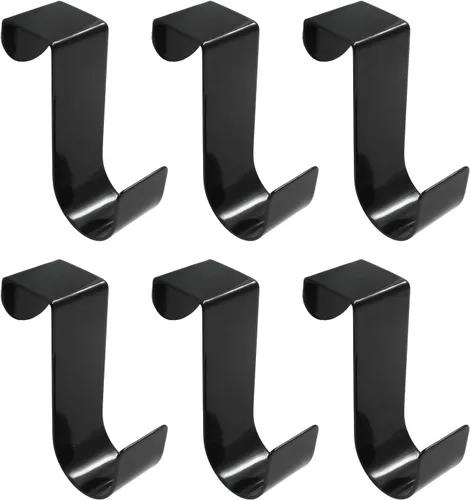 Vista 5 de Paquete de 6 Ganchos sobre la Puerta de Gabinete, Ganchos Individuales de Metal sobre la Puerta para Colgar Medias, Ropa y Toallas (Negro)