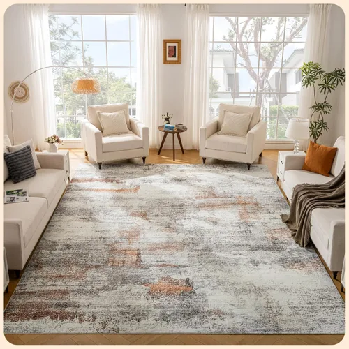 Vista 164 de Istana Alfombra larga antideslizante de 2.5 x 8 para el hogar, para pasillo y cocina, lavable, sedosa y suave al tacto, elegante, color azul y marfil