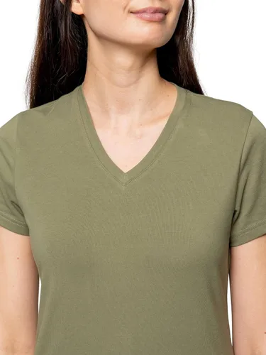 Vista 3 de Insect Shield Camisa de manga corta con cuello en V para mujer UPF Dri-Balance