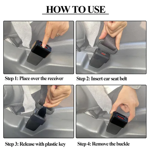 Vista 5 de Protector de hebilla para cinturón de seguridad de automóvil, funda de hebilla para cinturón de seguridad para niños, funda de bloqueo de cinturón