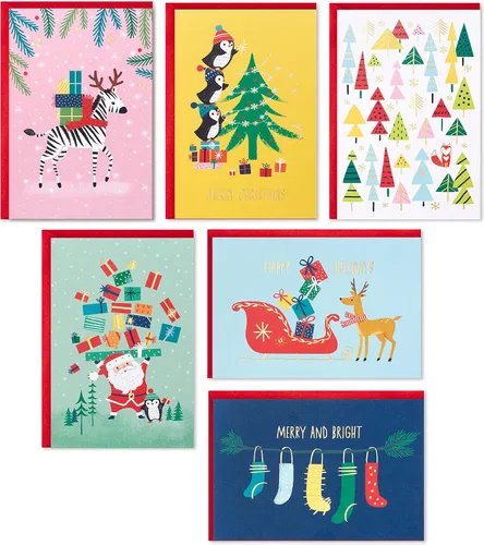 Vista 8 de Hallmark - Tarjetas de Navidad (6 tarjetas con sobres) Papá Noel conduciendo un auto rojo
