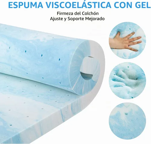 Vista 4 de EGO - Cubrecolchón de espuma viscoelástica de gel, tamaño individual de 2 pulgadas con funda suave transpirable extraíble, cubrecolchón de cama