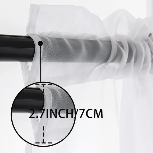 Vista 3 de youleyar Cortinas traslúcidas florales para sala de estar, 2 paneles de 54 pulgadas de largo, cortinas semitransparentes blancas con estampado