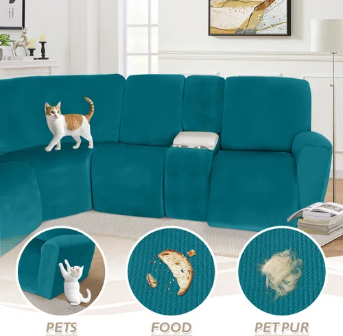 Vista 65 de Arfntevss Fundas de sofá seccional reclinable de terciopelo, Funda de sofá seccional de esquina para sofá reclinable, Funda elástica suave