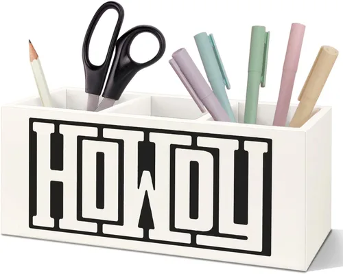Vista 10 de SNNDER Soporte para bolígrafo de decoración de oficina occidental para escritorio, regalos occidentales para mujeres y hombres, organizador de Howdy