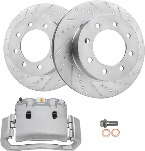 Vista 137 de Detroit Axle - Rotores de freno delanteros perforados y ranurados + repuesto de pinza de freno lateral del conductor para Honda Odyssey Acura MDX