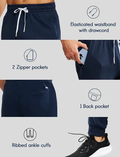 Vista 2 de MIER Men's Cotton Joggers Athletic Sweatpants for Gym Workout Active Lounge Jersey Track Pants with Pockets, Elastic Waist
