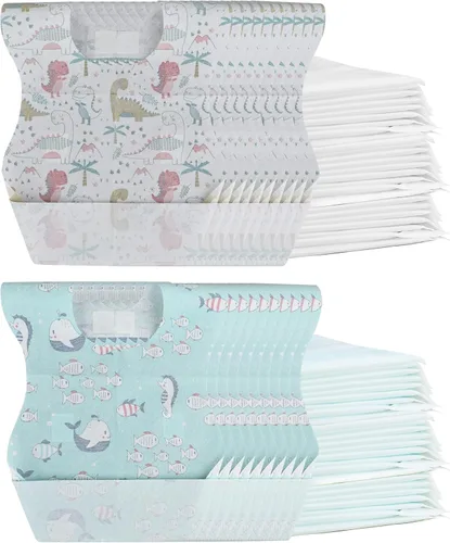 Vista 8 de Baby Disposable Bibs 100 pcs -Self feeding Food Crumb Catcher