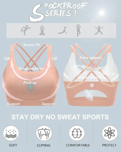 Vista 57 de Brasieres deportivos para mujer, con relleno, tipo camiseta sin mangas, sexis, con espalda cruzada, de alto impacto, largos, ideales para practicar