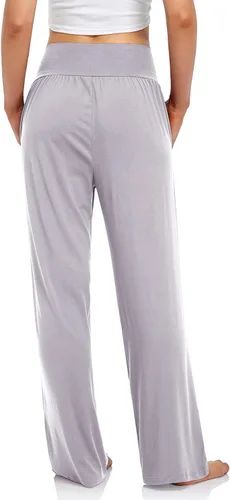 Vista 3 de UEU - Pantalones deportivos de yoga para mujer, holgados, informales, cómodos, de pierna ancha, pantalones cómodos de cintura alta y con bolsillos