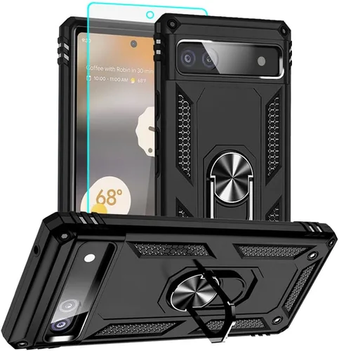 Vista 26 de Funda para Pixel 6a, Google Pixel 6A con protector de pantalla HD, [grado militar de 16 pies probada en caídas], anillo protector a prueba de golpes