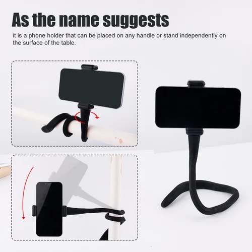 Vista 5 de Soporte de teléfono para cochecito de bicicleta, soporte flexible para cochecito de bicicleta con agarre de brazo antideslizante, abrazadera