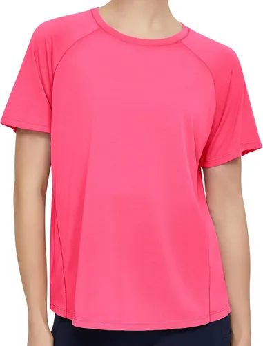Vista 2 de Origiwish Camiseta de entrenamiento de manga corta para mujer, de secado rápido, para correr, gimnasio, atlética, casual, para yoga