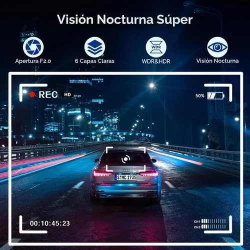 Vista 3 de Sistema de 4 cámaras, 10" AHD espejo retrovisor Dash Cam Touch Screen Dash Cam with 128GB Card/Reverse line/WiFi/APP/1080P Night Vision for Cámara