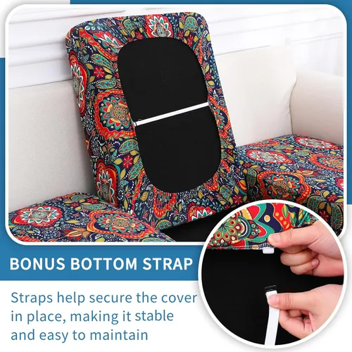 Vista 65 de hyha Fundas de cojín de sofá estampadas, fundas de sofá florales lavables para sofás con 2 cojines, fundas de cojín de patrón elástico para muebles