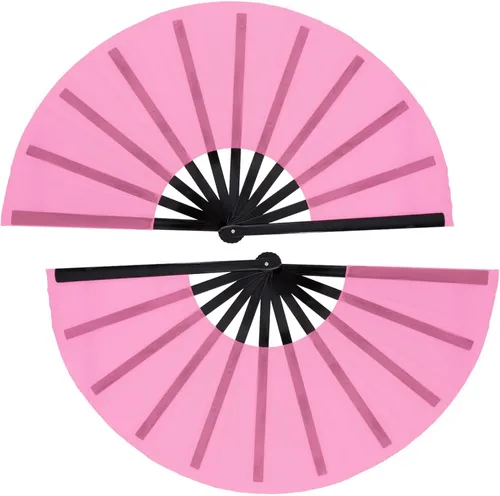 Vista 12 de Nydotd Paquete de 2 ventiladores plegables de mano para fanáticos rave, tela de nailon plegable para hombres y mujeres, línea de actuación, danza