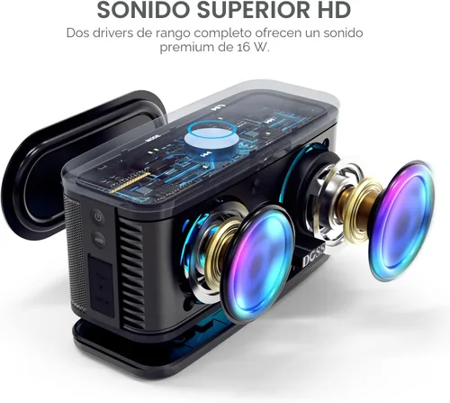 Vista 2 de DOSS SoundBox Plus Altavoz Bluetooth con Sonido Superior, Bluetooth 5.0, Emparejamiento Estéreo Inalámbrico, Micrófono Incorporado, 20H