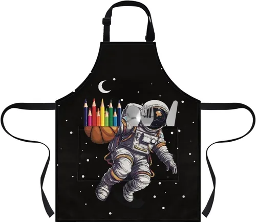 Vista 2 de Delantales para niños y niñas, delantales de pintura con bolsillo, delantales de cocina de 3 a 8 años