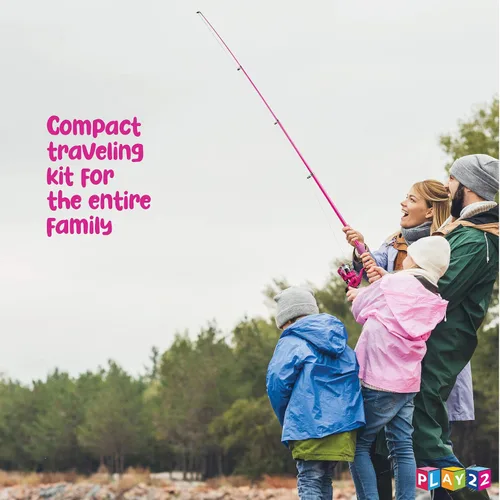 Vista 6 de Play22 Caña de pescar para niños, color rosa, 40 unidades, combos de caña de pescar y carrete, cañas de pesca para niños jóvenes, incluye aparejos